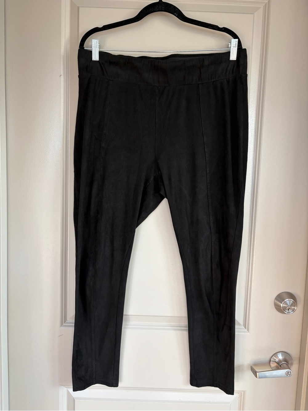 Seven7 Black Suede-Look Pull-On Pants XL